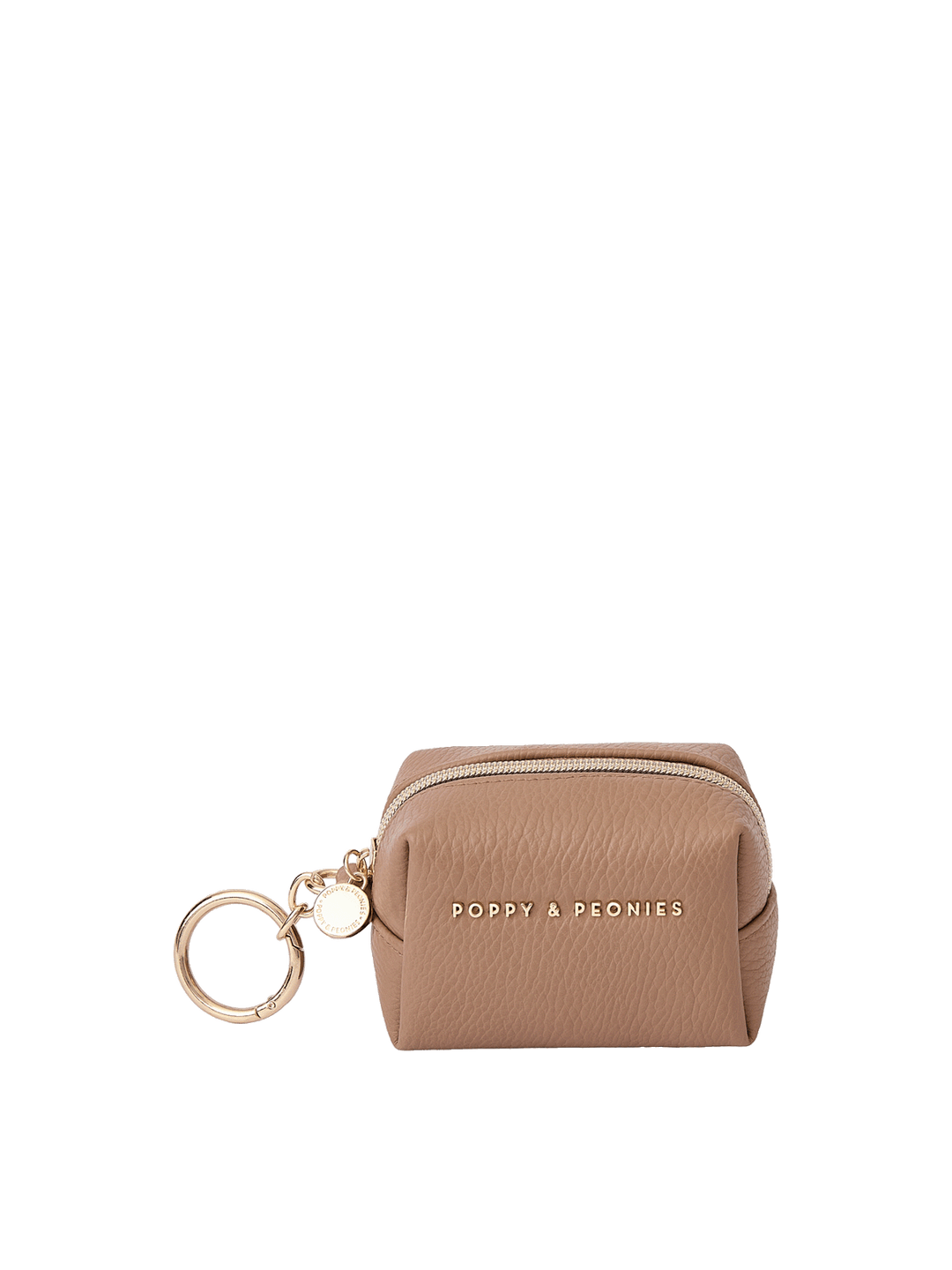 Tag Along Charm in Taupe with gold-tone O-clasp keyring