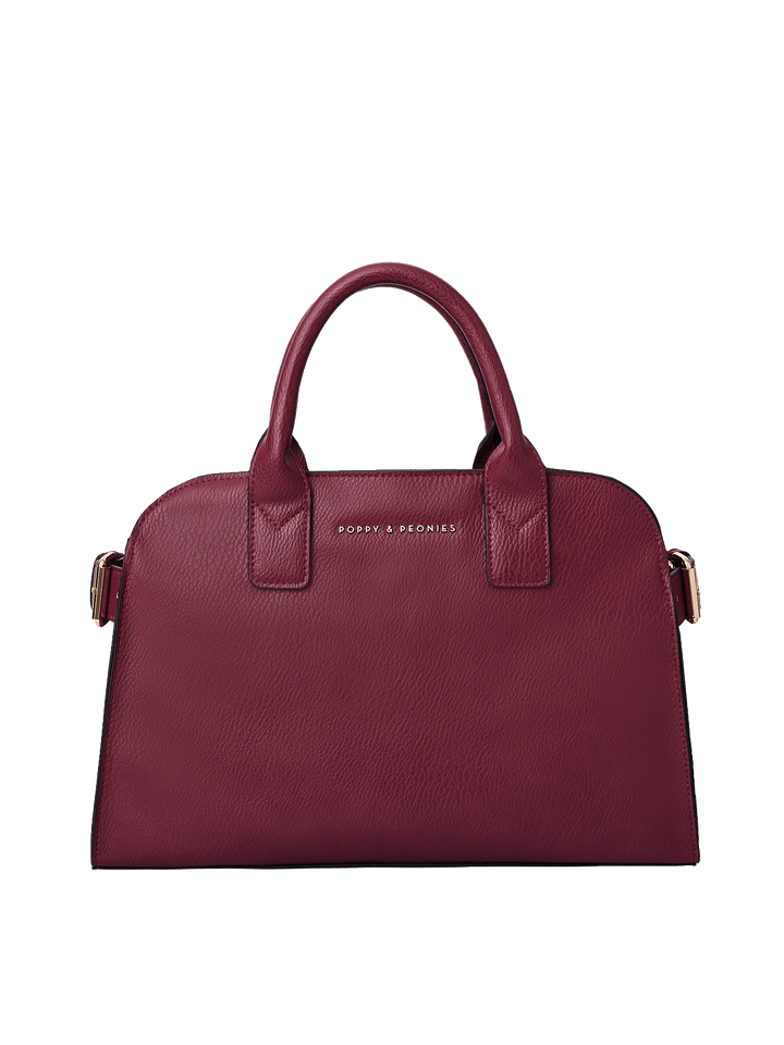 Front view of the Mini Uptown Tote in Berry
