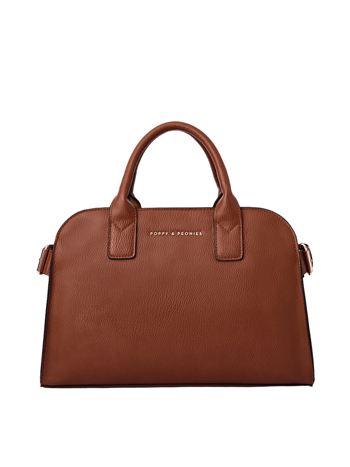 Front view of the Mini Uptown Tote in Chestnut