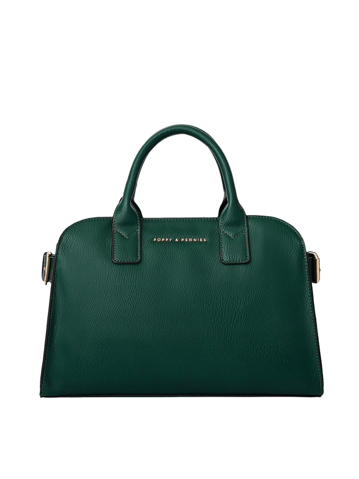 Front view of the Mini Uptown Tote in Heritage Green