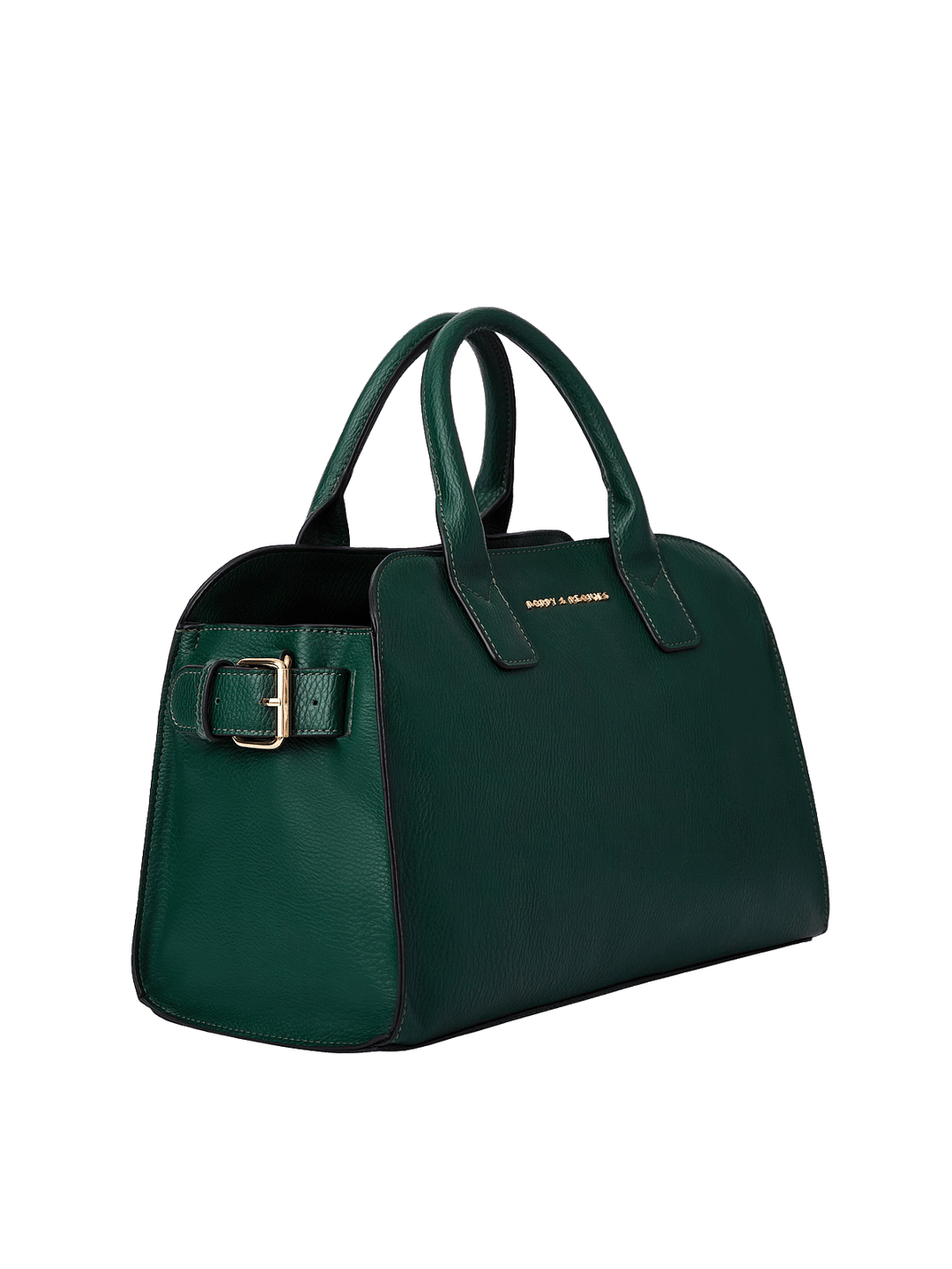 Side profile of the Mini Uptown Tote in Heritage Green showing structured silhouette and spacious design