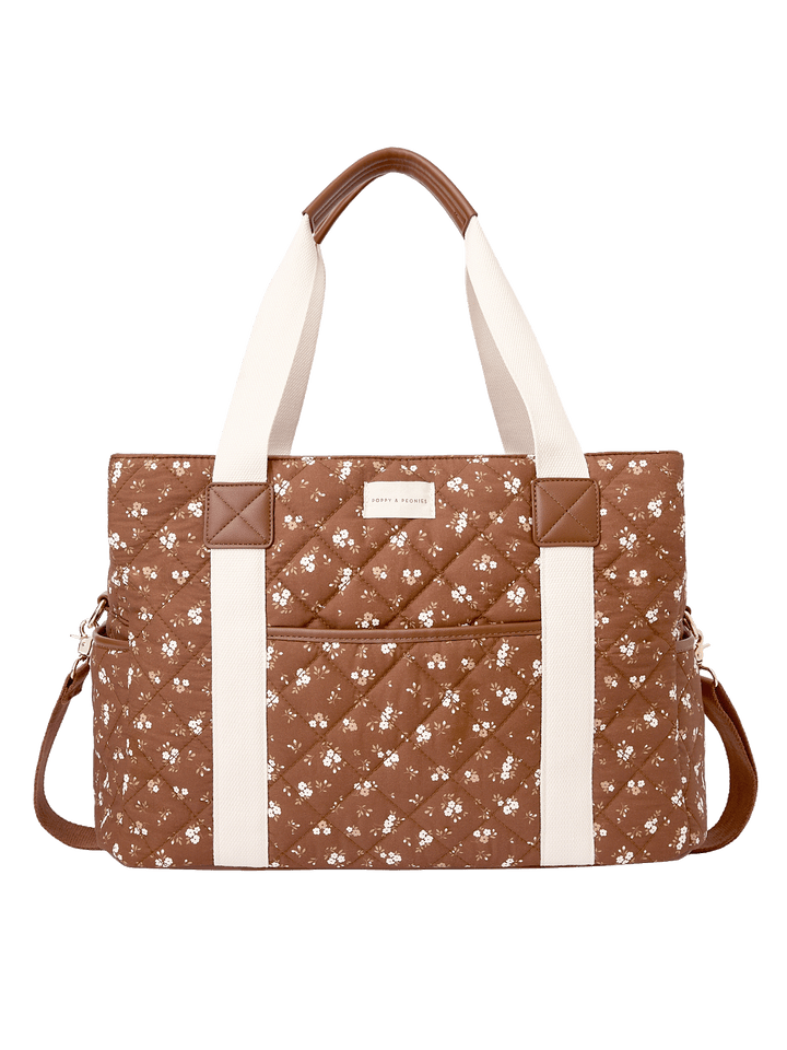 Mini Voyager tote in Brown Floral with removable crossbody strap