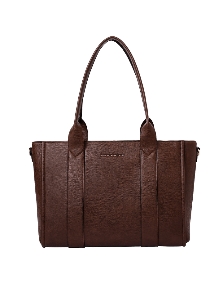 Front view of Multitasker tote in Espresso