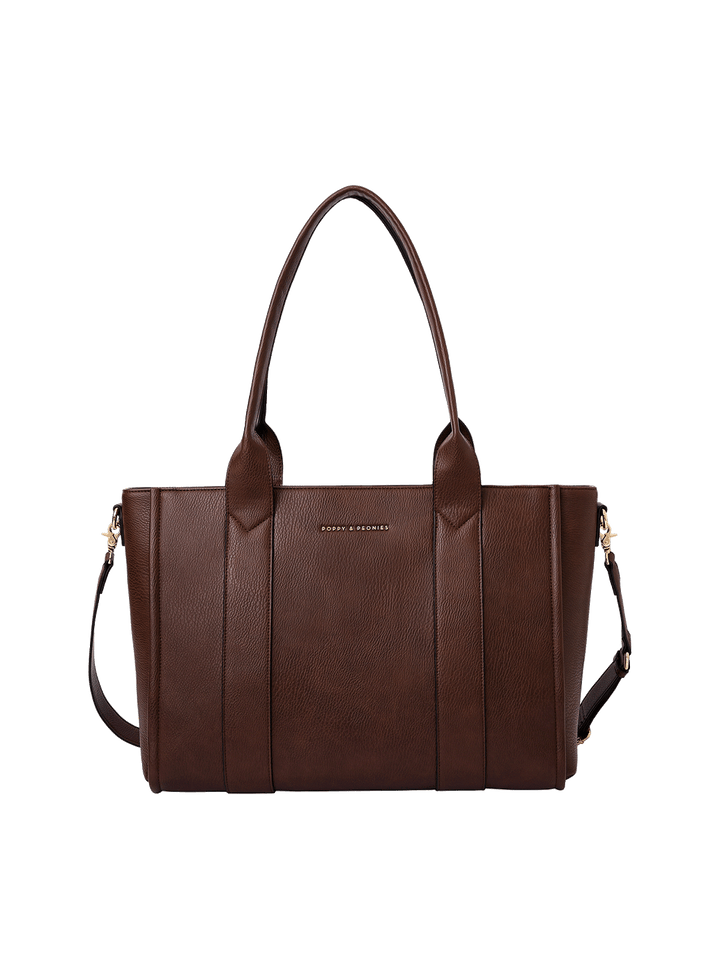 Multitasker tote in Espresso with removable crossbody strap