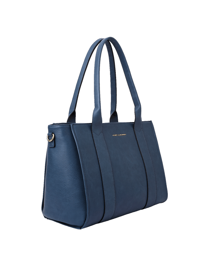 Back view of Multitasker tote in Navy with trolley sleeve