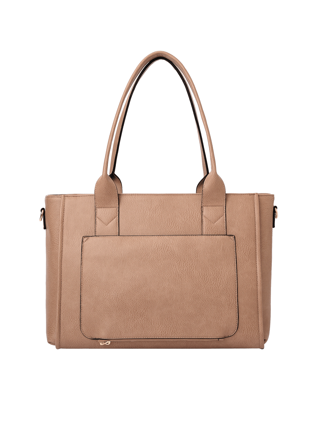 Back view of Multitasker tote in Taupe with trolley sleeve