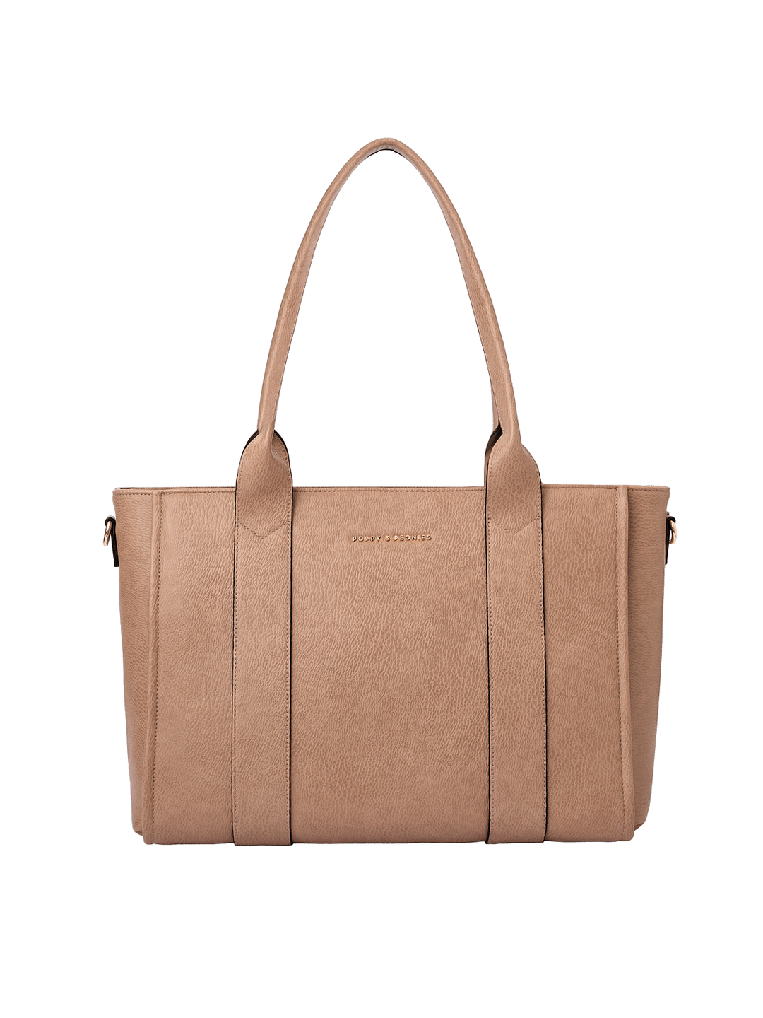 Front view of Multitasker tote in Taupe