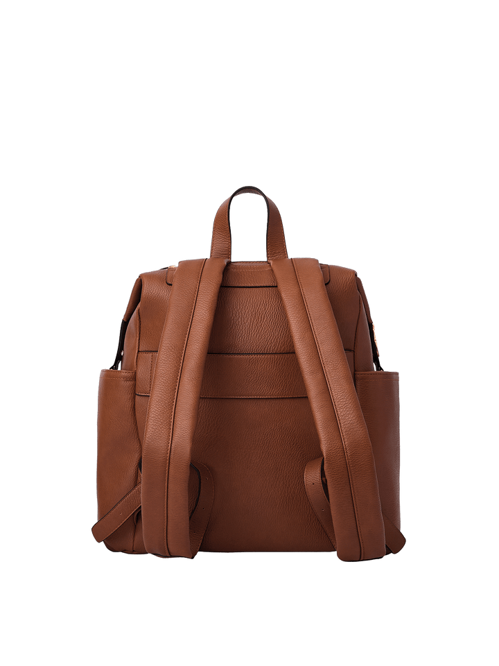 Poppy & Peonies The Cabin Backpack in Chestnut, featuring padded adjustable backpack straps, a top carry handle, and a back trolley sleeve.