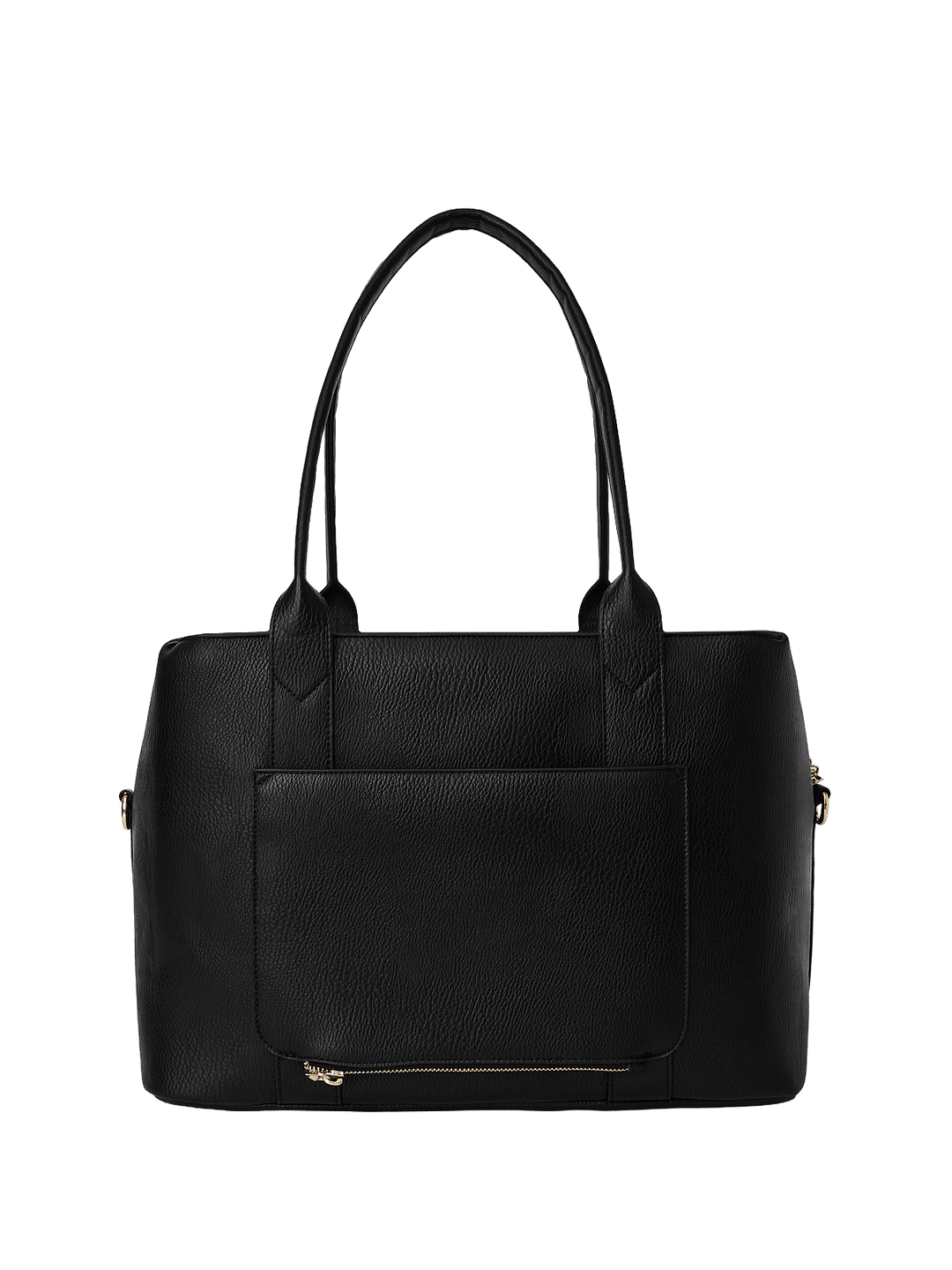 Black vegan leather duffle bag