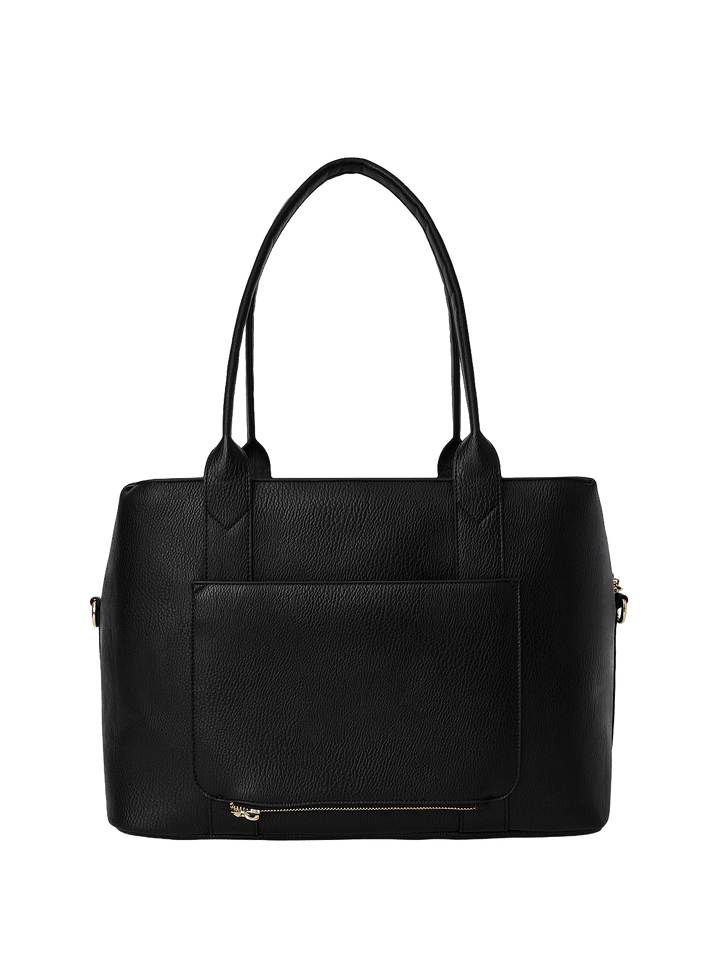 Black vegan leather duffle bag