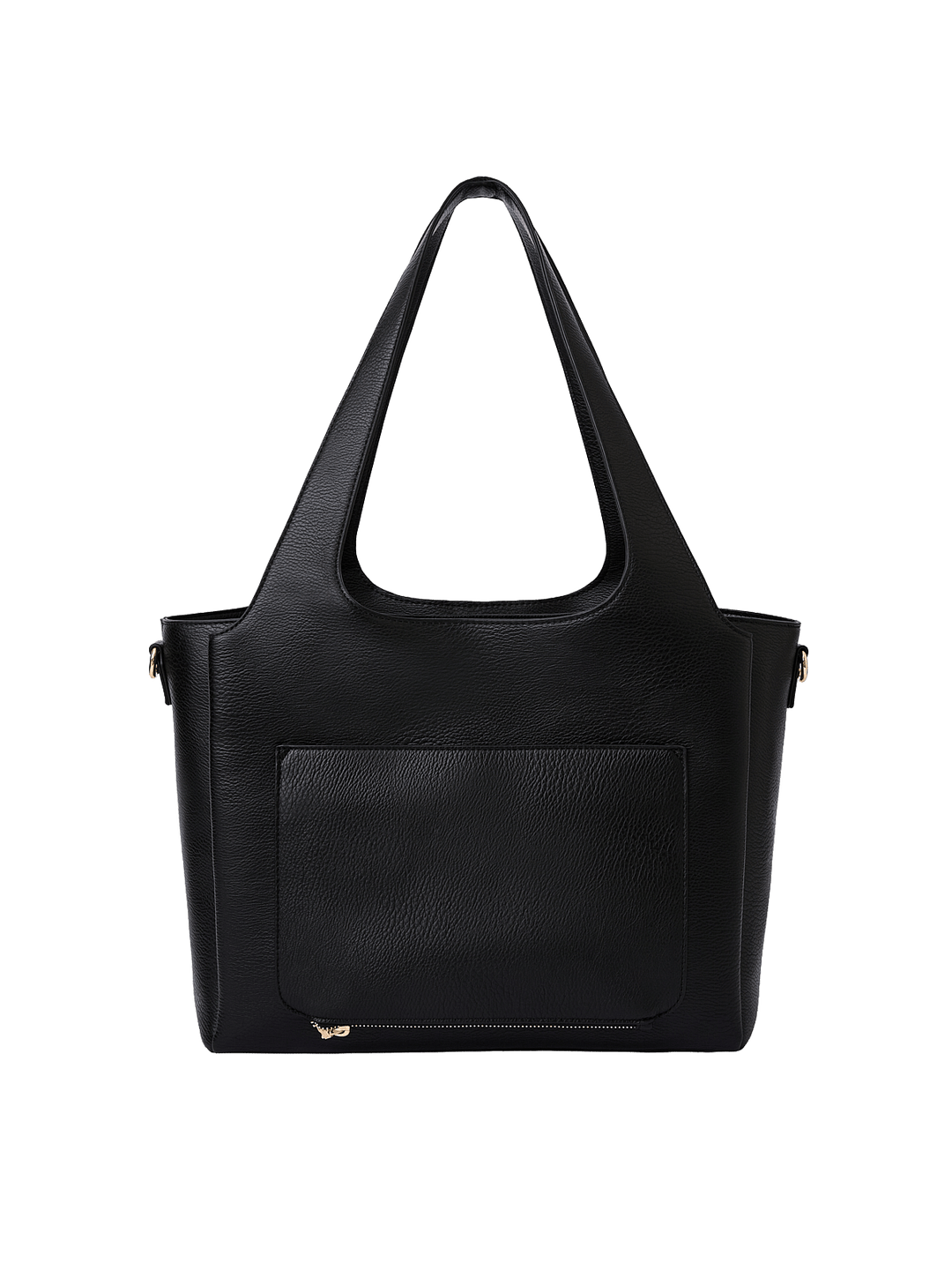Poppy & Peonies The Companion Tote in Black back view, featuring the exterior trolley sleeve pocket.