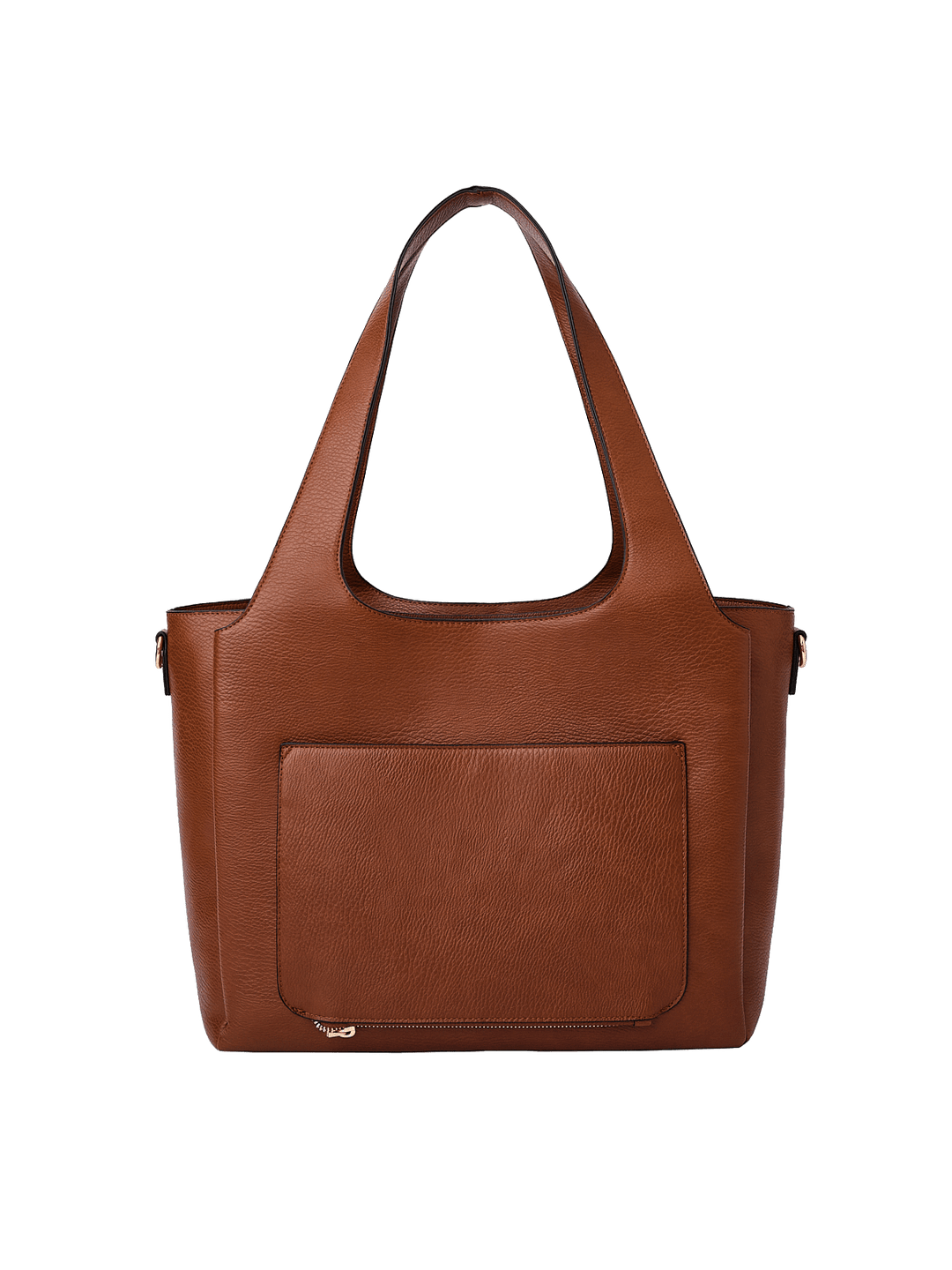 Poppy & Peonies The Companion Tote in Chestnut back view, featuring the exterior trolley sleeve pocket.