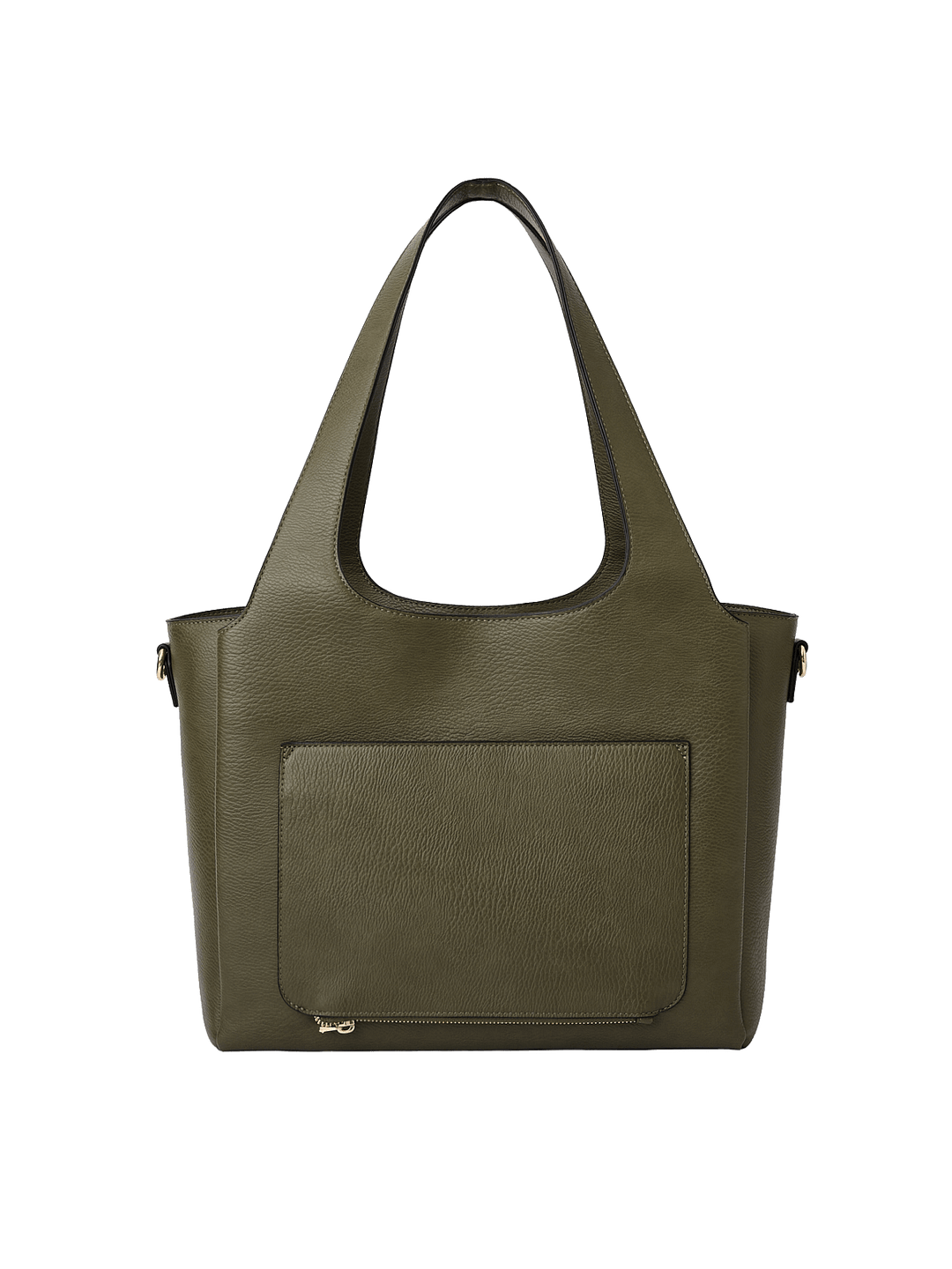 Poppy & Peonies The Companion Tote in Olive back view, featuring the exterior trolley sleeve pocket.