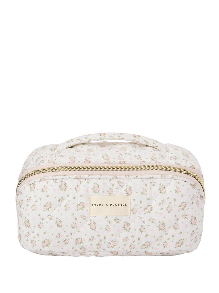Floral-patterned cosmetic bag