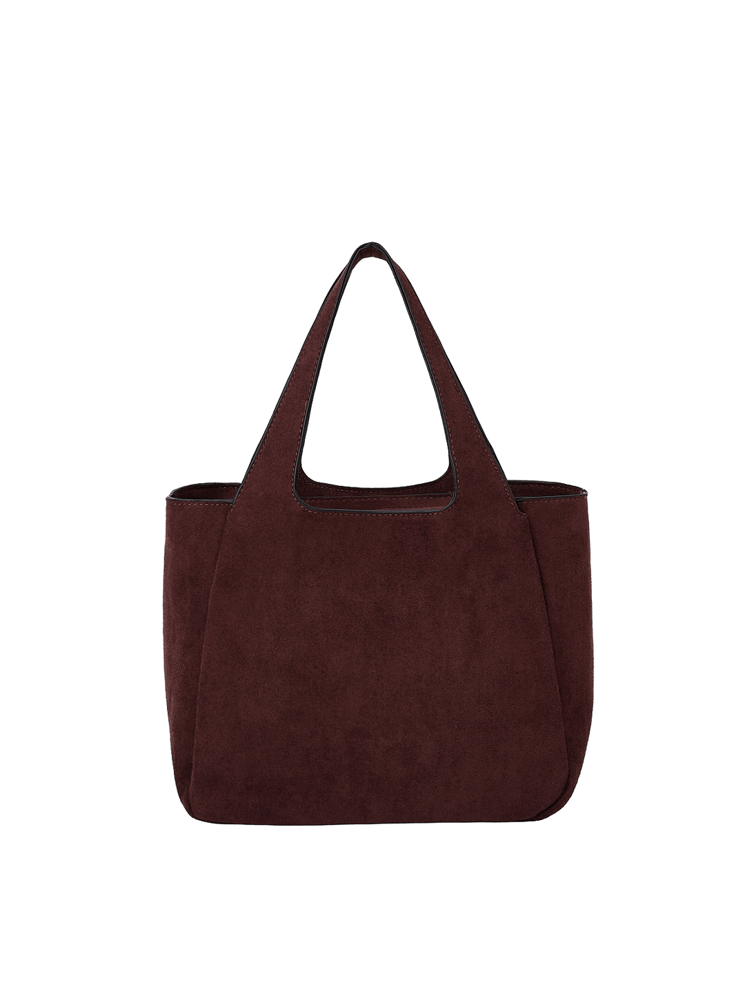 Poppy & Peonies The Pick Me Up Tote in Espresso Suede back view, featuring a structured silhouette and short top handles.