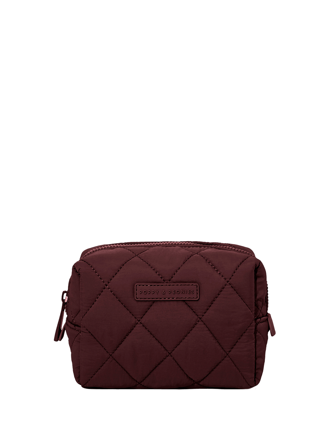 Quilted brown makeup bag