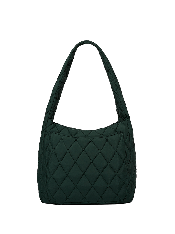 Green quilted hobo bag