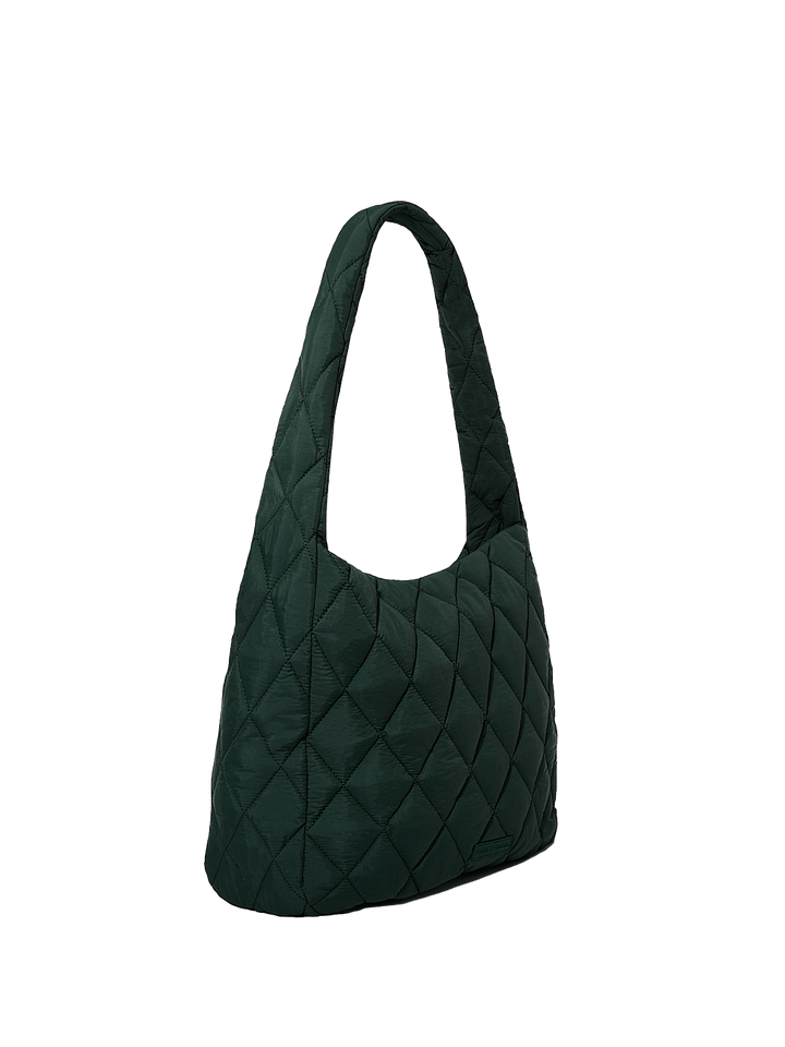 Green quilted hobo bag