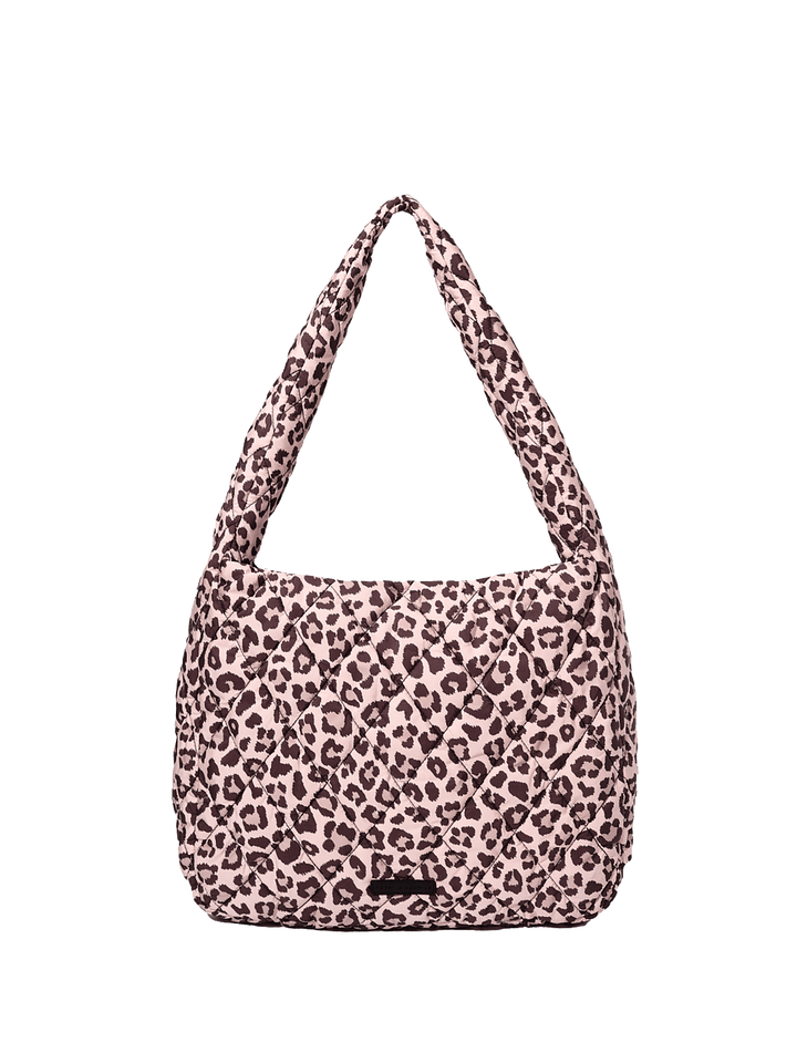 Leopard print quilted hobo bag