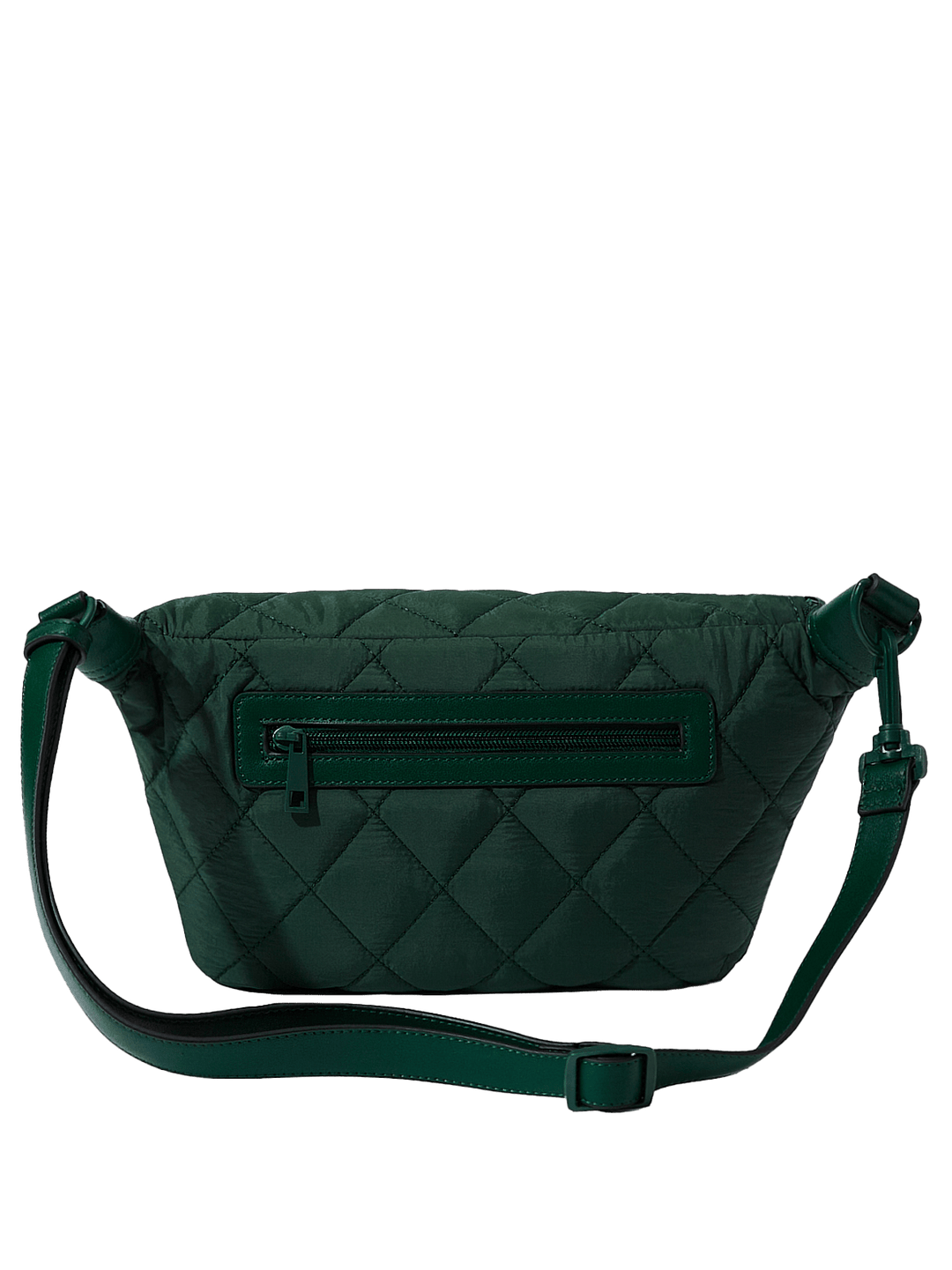Green quilted handbag with a strap