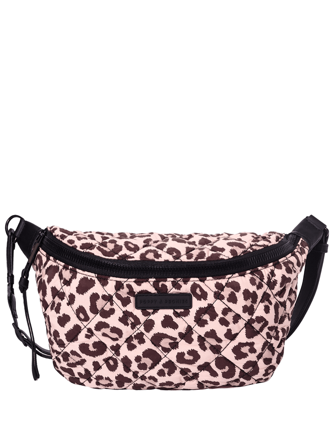 Leopard print crossbody bag with black strap