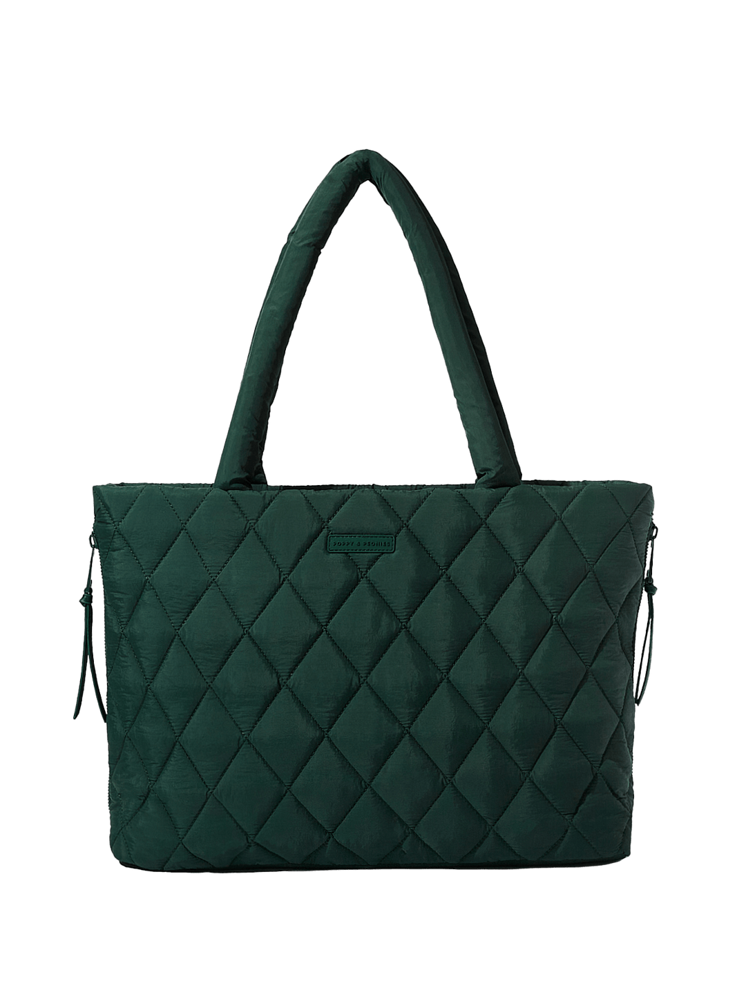 Green quilted tote bag