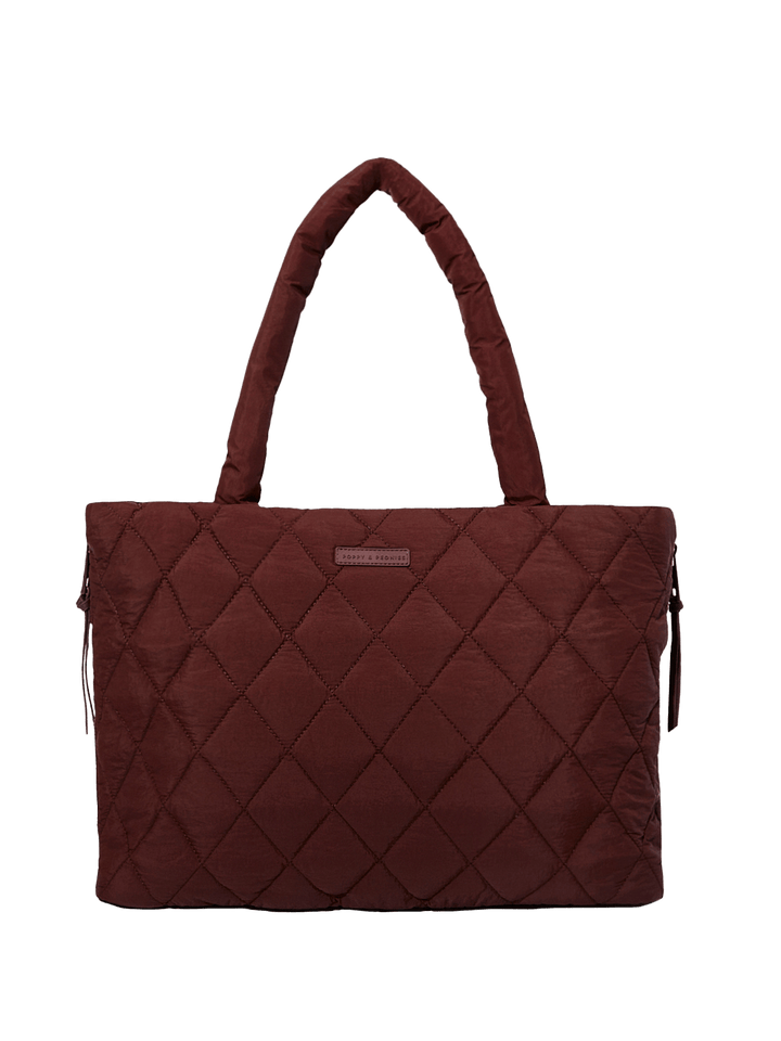 Quilted brown tote bag