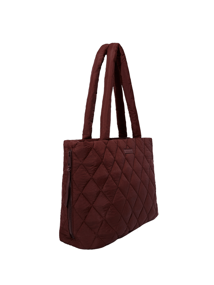 Quilted brown tote bag