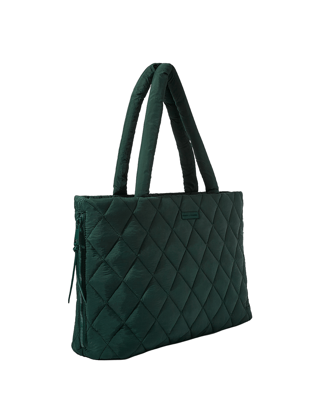 Green quilted tote bag 