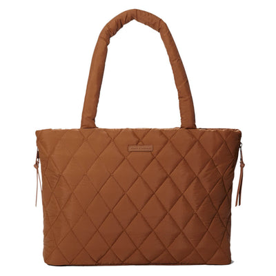 Poppy & Peonies Quilted Tote It Cognac