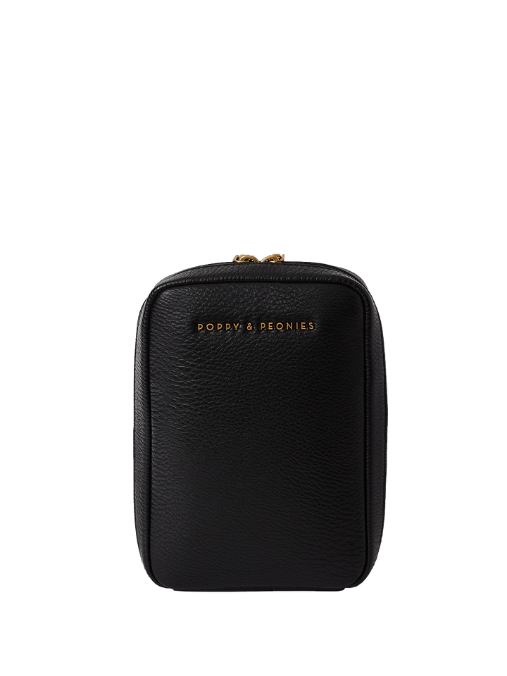 Black vegan leather crossbody bag 