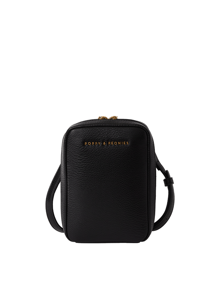 Black vegan leather crossbody bag