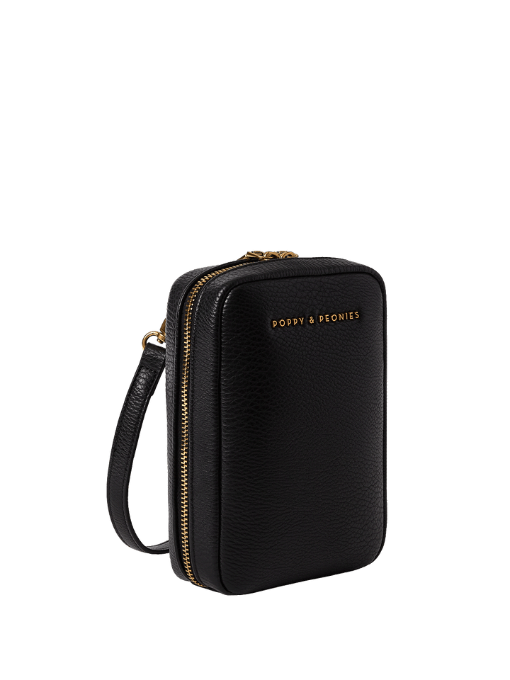 Black vegan leather crossbody bag 