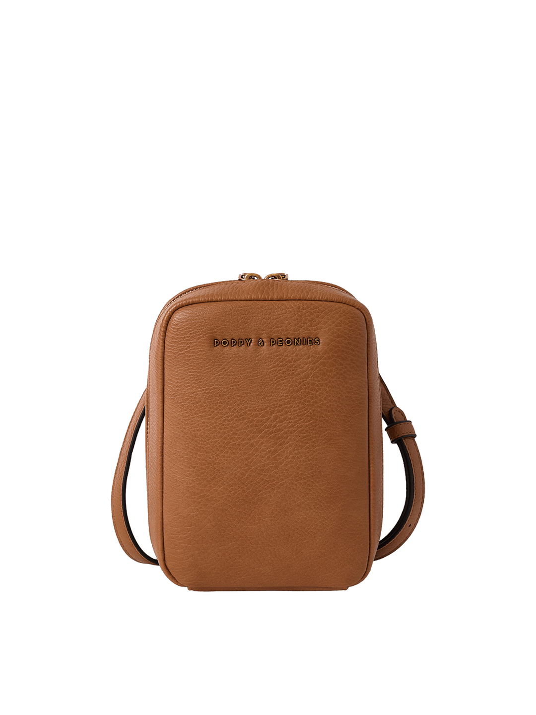 Brown vegan leather crossbody bag