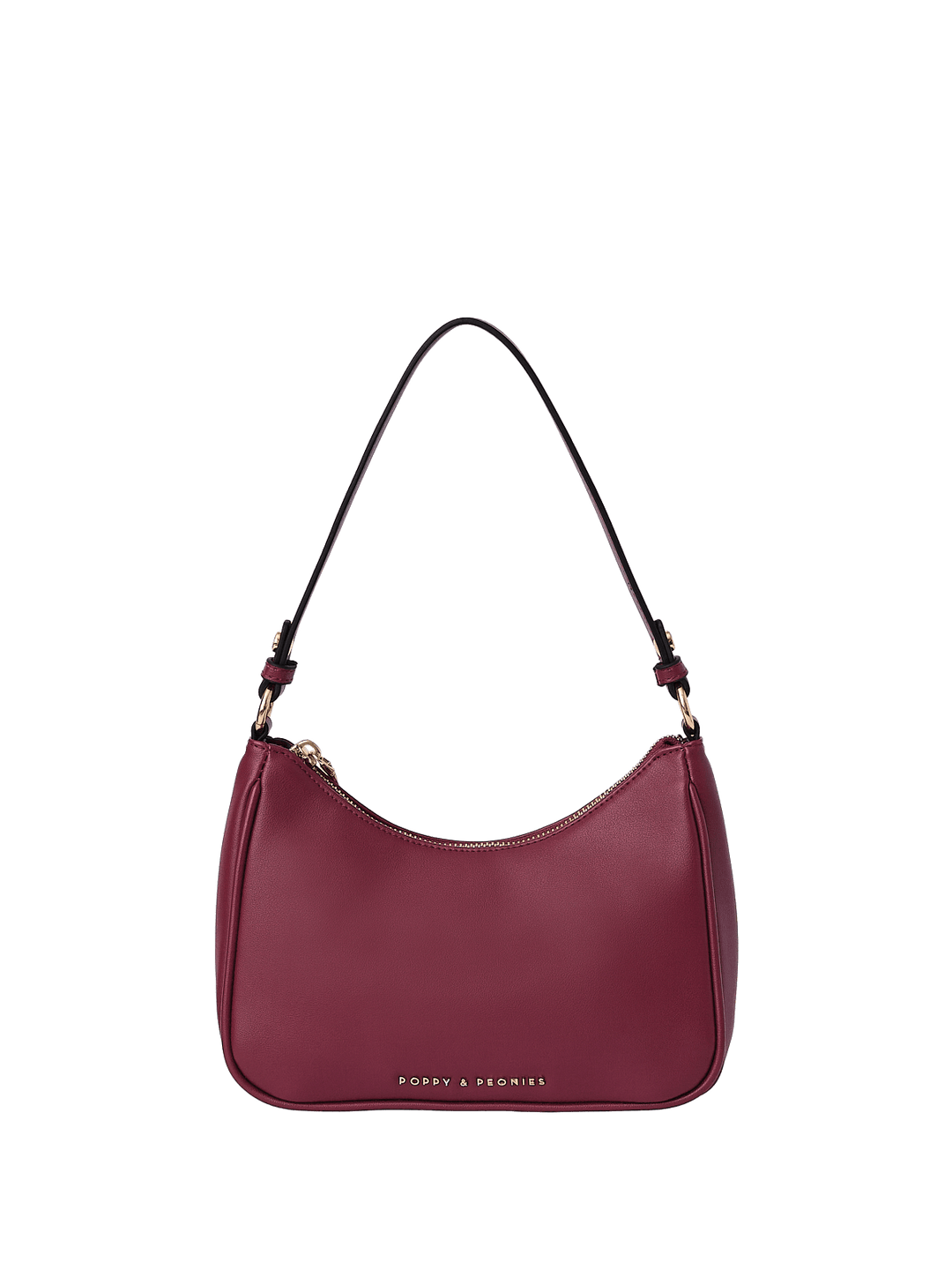 Berry coloured vegan leather shoulder bag