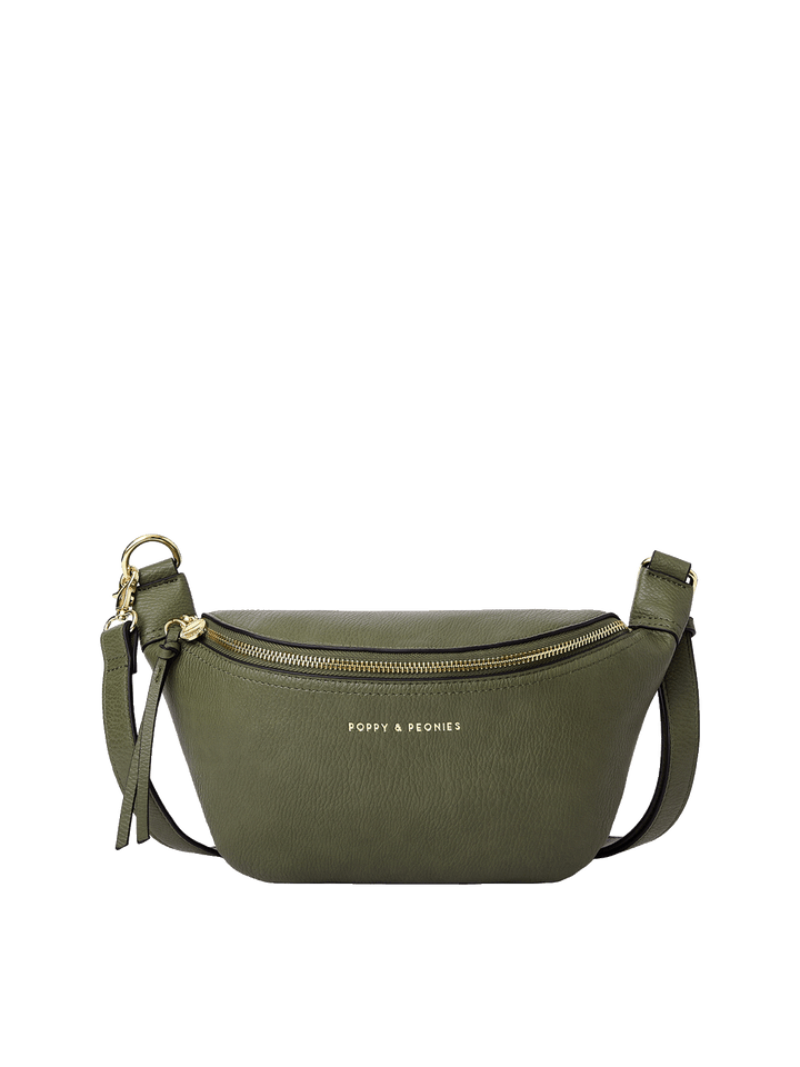 The Sidekick in Olive with adjustable belt and crossbody strap