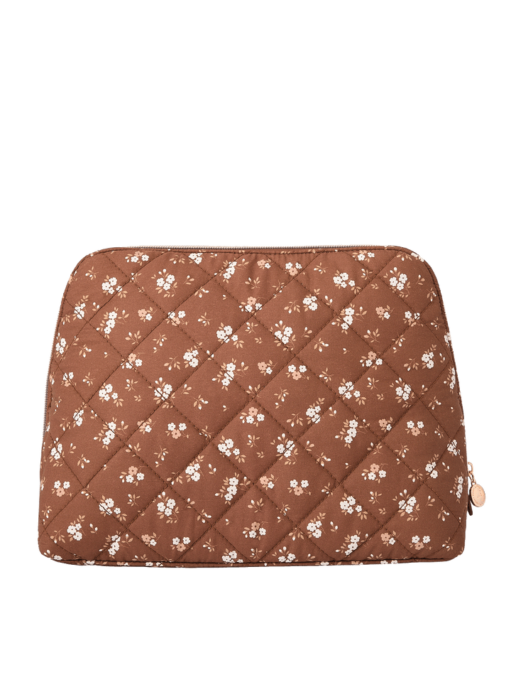 Back view of the Sitting Pretty Cosmetic Case in Brown Floral