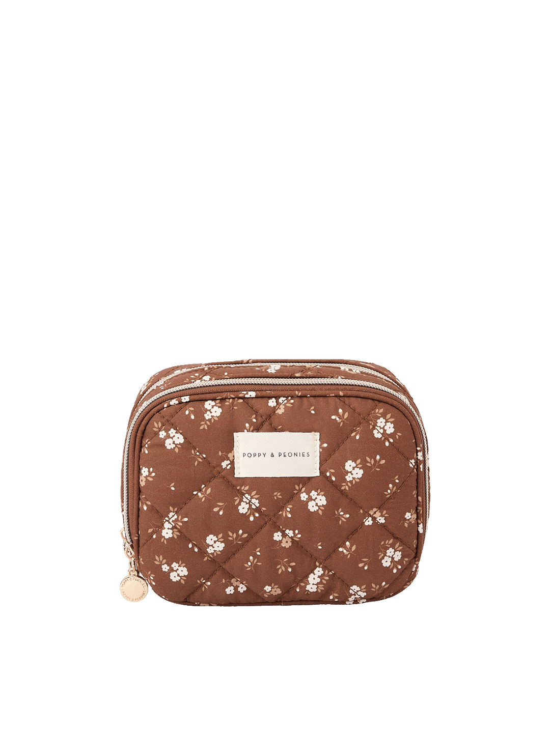 Pretty Connected Case in Brown Floral with dual zip compartments