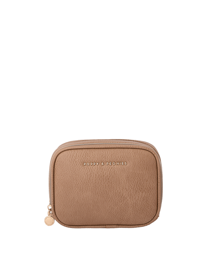 Pretty Connected Case in Mocha Mousse with dual zip compartments