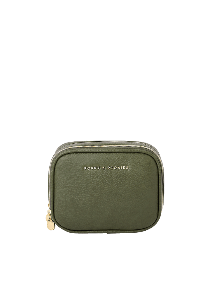 Pretty Connected Case in Olive with dual zip compartments