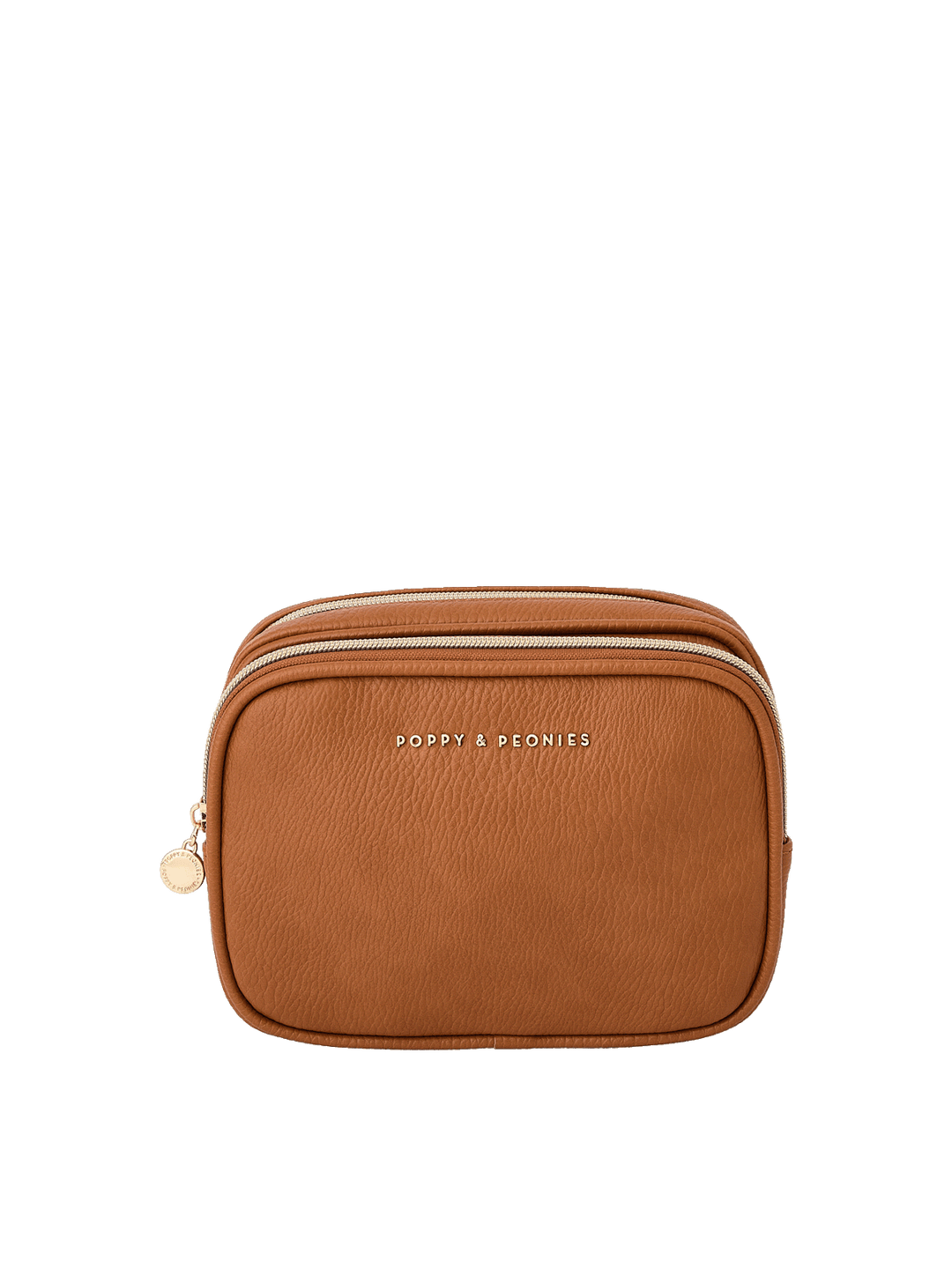 The Split Organizer in Cognac with dual zip compartments