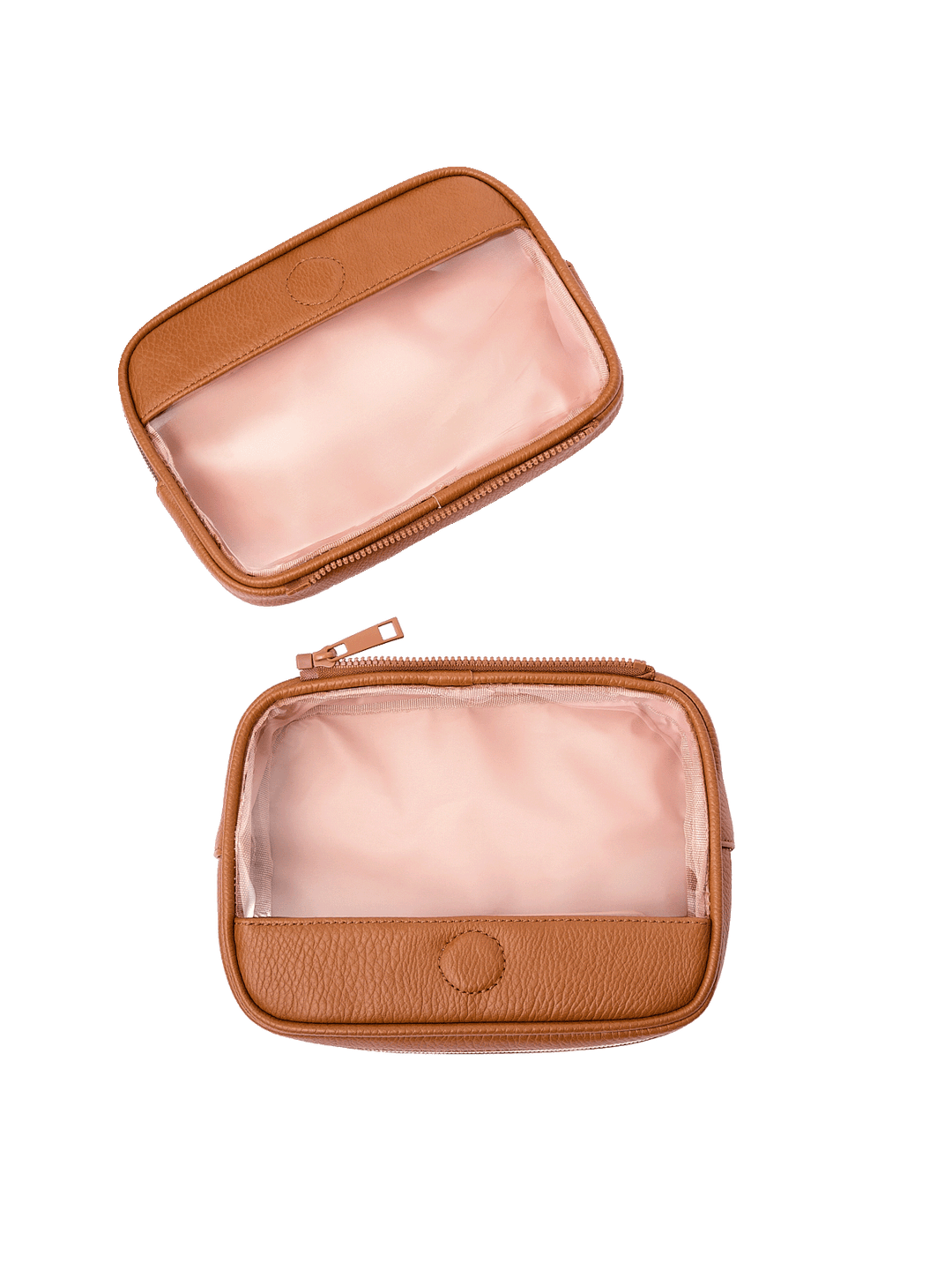 The Split Organizer in Cognac with compartments separated for individual use