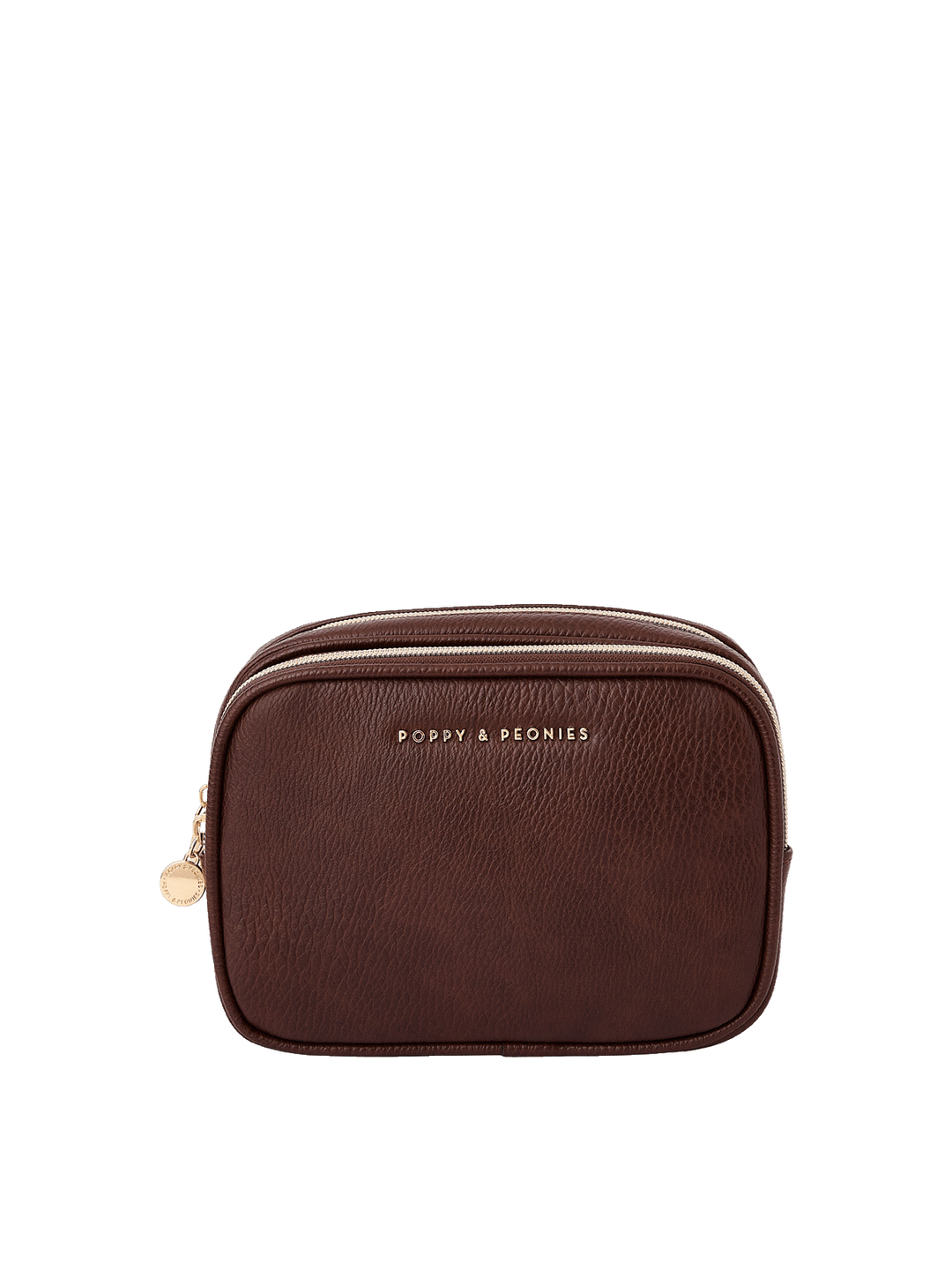 The Split Organizer in Espresso with dual zip compartments