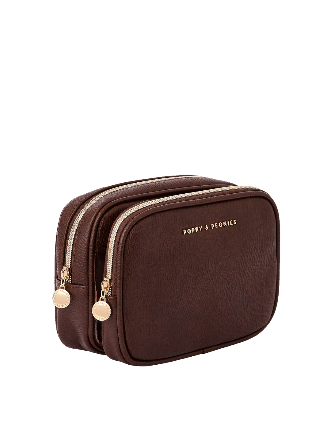 Angled side view of The Split Organizer in Espresso showing dual compartments