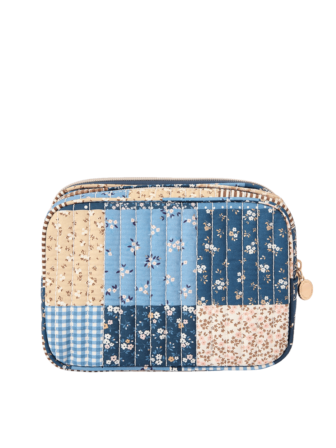 Back view of The Split Organizer in Navy Patchwork