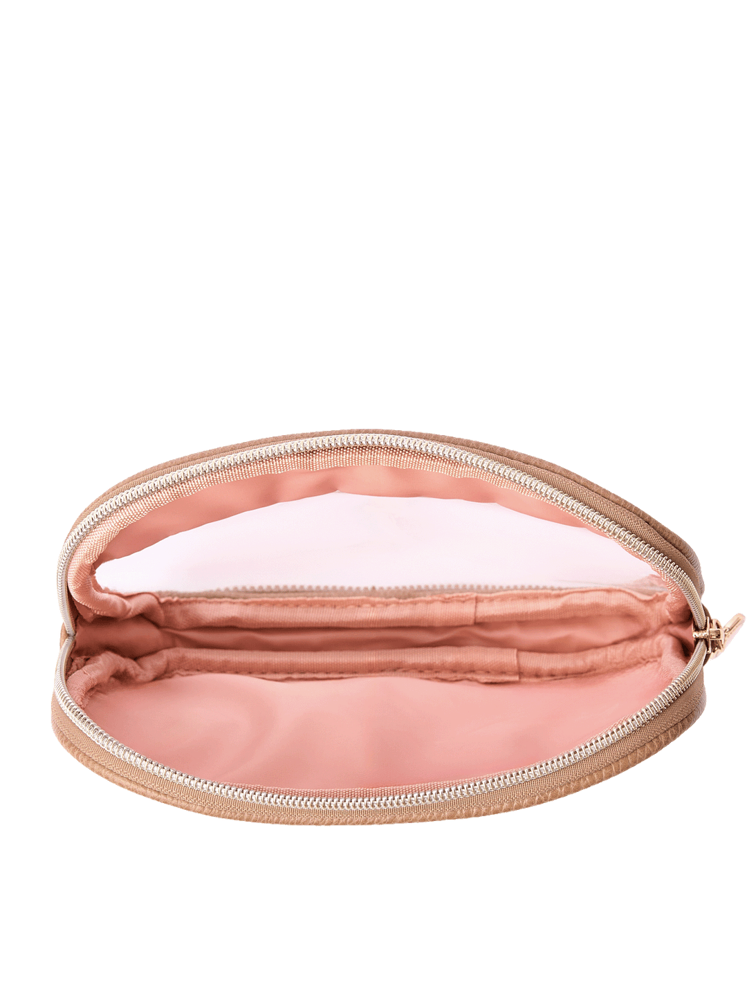 The Split Organizer in Taupe opened to show clear windows