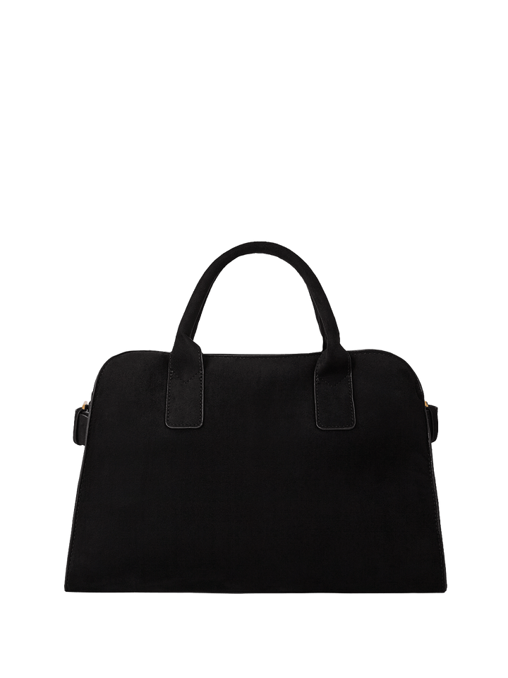 Black vegan suede handbag