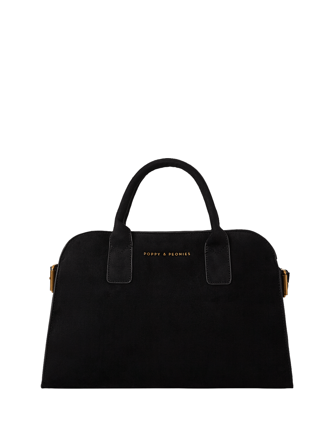Black vegan suede handbag