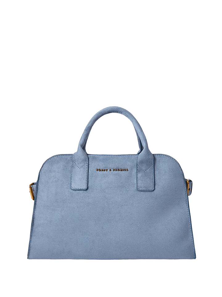 Light blue vegan suede handbag