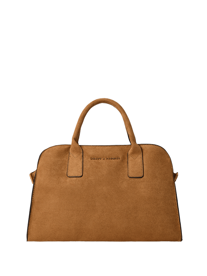 Brown vegan suede handbag